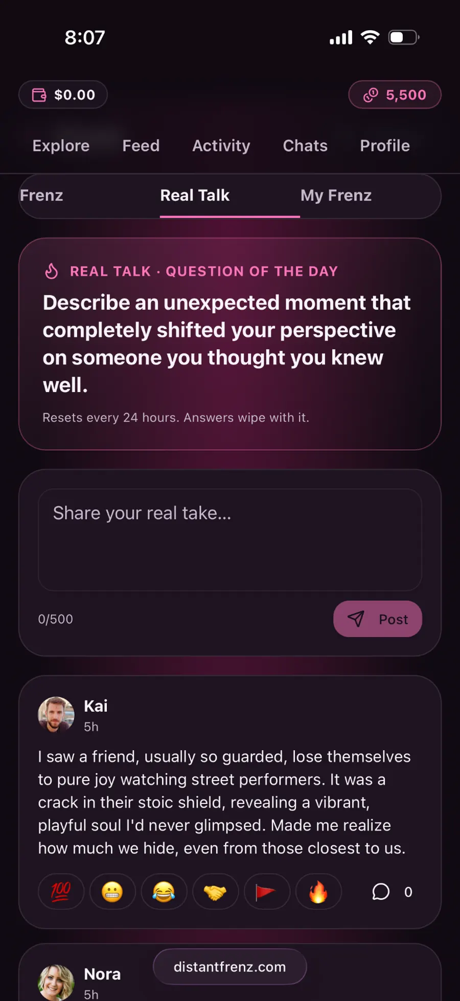 DistantFrenz Real Talk question of the day